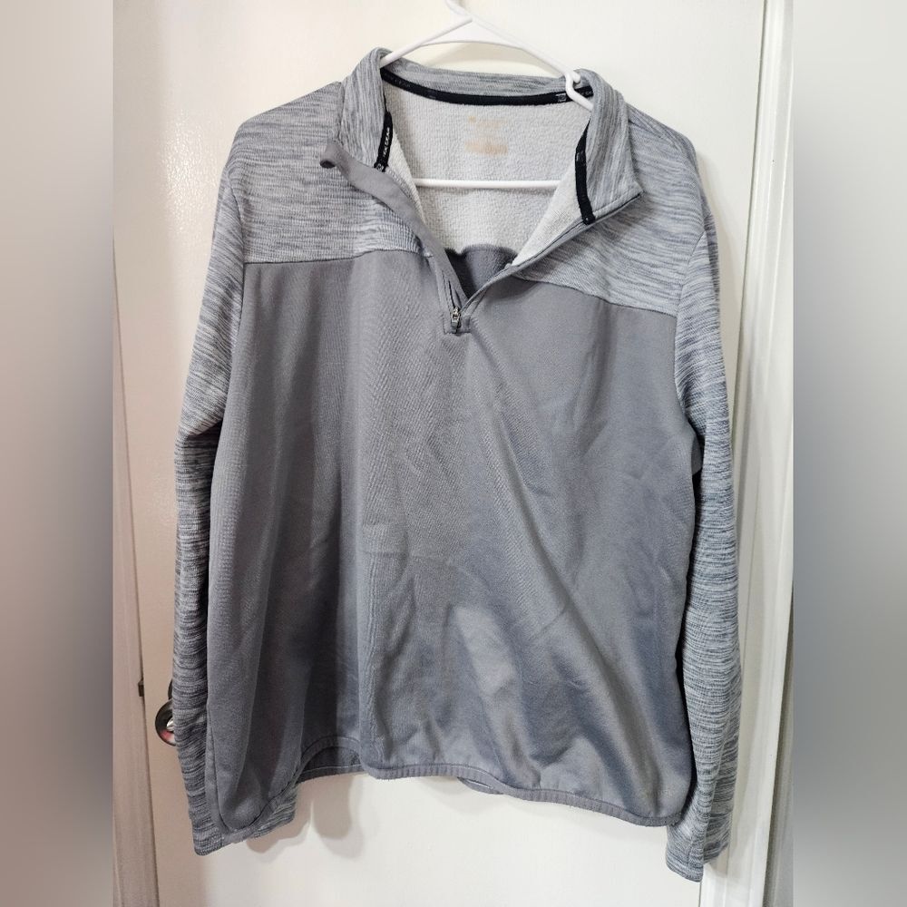 Tek Gear Men's medium pullover Quarter Zip sweatshirt Two-Tone Gray Lightweight